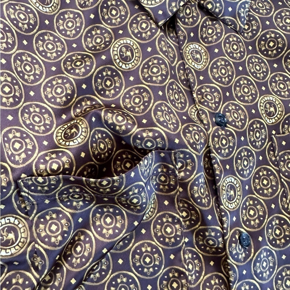 Urban Outfitters Brown & Gold Printed Button-Down Shirt - Picture 12 of 16